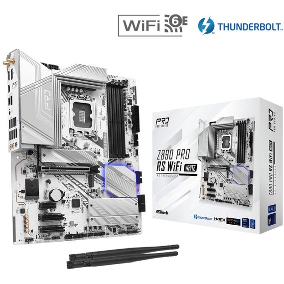 AsRock Z890 PRO RS WIFI WHITE (1851/Z890, 4*DDR5, PCIex16, HDMI/DP/TB4, 4xSATA, 4xM.2, 2.5Glan, 7.1c | Зображення 5