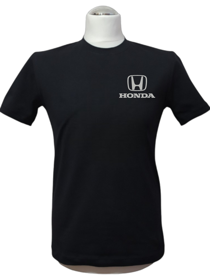 Мужская футболка трикотажная черный с вышивкой логотипа марки хонда Honda автомобилисту 60
