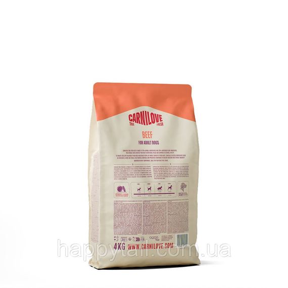 Беззерновий сухий корм Carnilove True Fresh Beef для дорослих собак усіх порід, зі свіжою яловичиною, 4 кг | Зображення 1