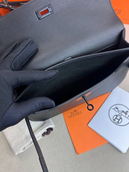 Сумка чорна Hermes Kelly Depeches 25 c887 | Зображення 8