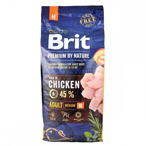 Корм сухий Brit Premium Dog Adult M для дорослих собак середніх порід вагою 10-25 кг з куркою 15 кг | Зображення 6