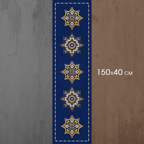 Доріжка на стіл Різдвяні зірки на синьому тлі 150x40 см (DR__25NG014) | Зображення 2