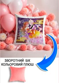 Подушка плюшева Мерч Крафт Дизайн з принтом аніме нанами томое рожевий плюш квадратна 33х33 см