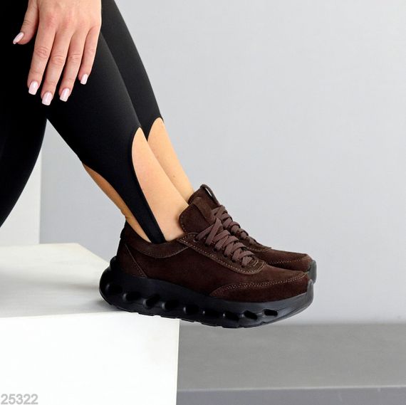 Молодіжні дизайнерські кросівки натуральна замша колір Шоколад | Зображення 4