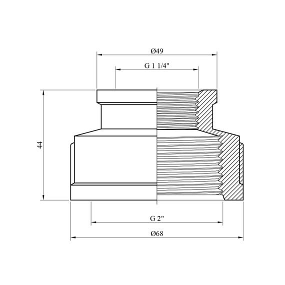 Муфта перехідна посилена LexLine 2"х1 1/4" ВВ латунна УК0322-В | Зображення 1