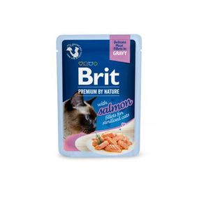 Корм вологий Brit Premium Delicate Fillets in Gravy Salmon для стерилізованих кішок філе в соусі лосось 85 г