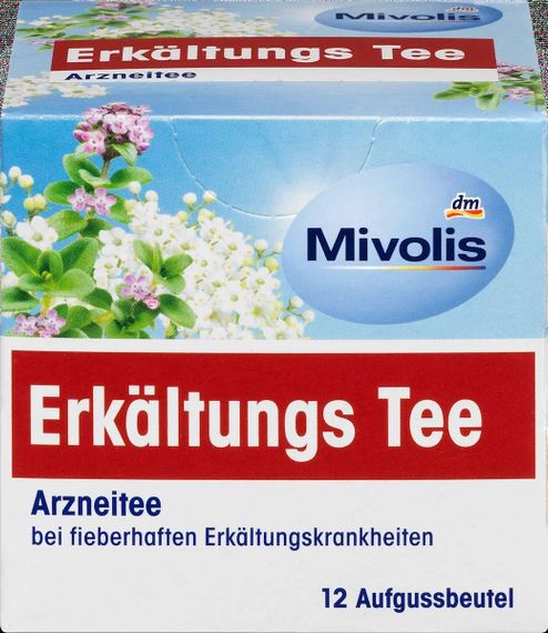 Чай від застуди Mivolis Erkältungs Tee, 12 пакетиків – натуральний лікувальний чай з травами для підтримки імунітету