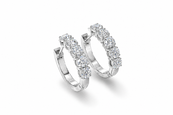 Серьги из белого золота с бриллиантами S-0393