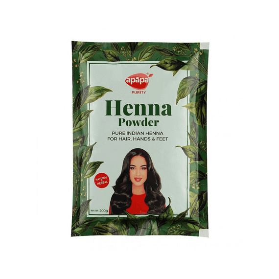 Натуральний порошок хни для фарбування волосся та шкіри (мехенді)  200г APAPA 8904376001659