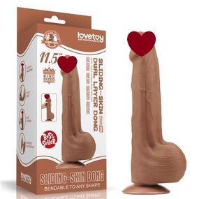 Фалоімітатор - Sliding-Skin Dual Layer Dong 11.5" Brown Sex Aura