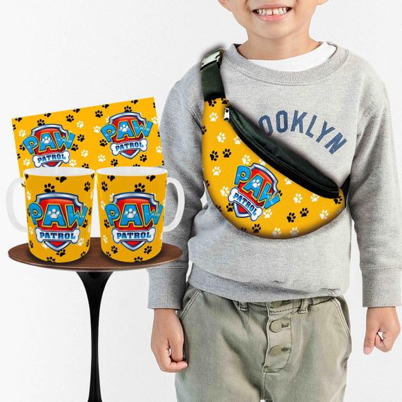 Набір: дитяча сумка-бананка+кружка Щенячий патруль 32х15см, бананка для хлопчика через плече на подарунок (01016)