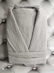 Халат чоловічий+рушник (50х90см) Pupilla Mila gri Махра