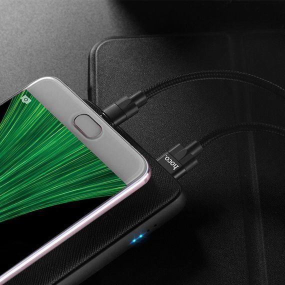 Кабель HOCO U55 USB to Micro 2.4A, 1.2m, nylon. zinc connectors, Black | Зображення 4