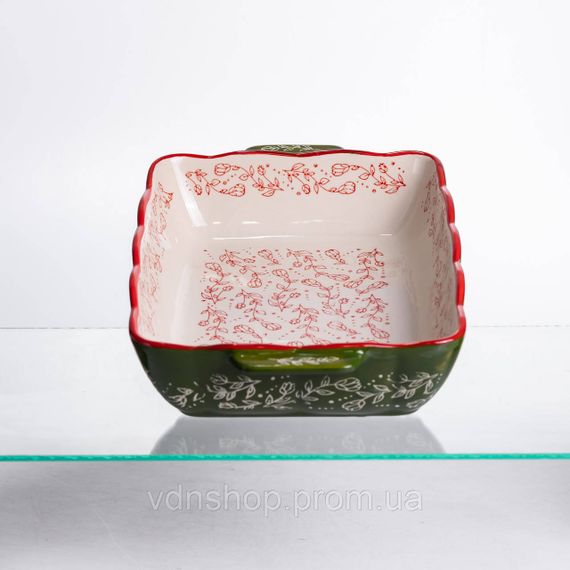 Форма для запікання Vintage 33×21×5.5 (см) прямокутна з ручками Зелена HM05-11 | Зображення 3