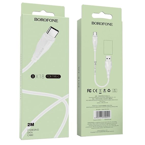 Дата кабель Borofone BX18 Optimal USB to Type-C (2m) Білий | Зображення 5