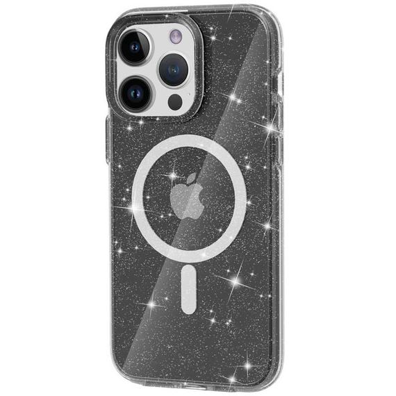 Чехол TPU Galaxy Sparkle (MagFit) для Apple iPhone 13 Pro Max (6.7") Black+Glitter