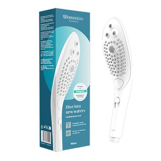 Насадка-стимулятор для душу 2в1 Womanizer Wave White, масажер для інтимних зон | Зображення 6