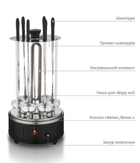 Електрошашличниця Вітек 3000 Вт 6 шампурів | Зображення 2