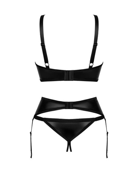 Комплект Obsessive Armares garter belt set пояс, трусики з вирізом, бра Чорний M/L | Зображення 5