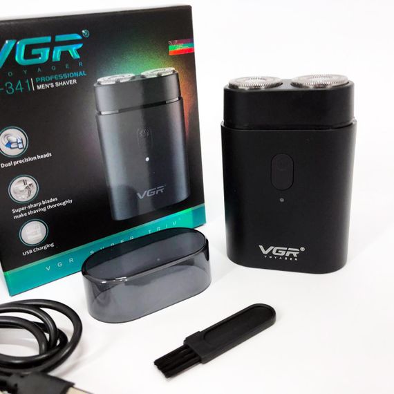 Мужская аккумуляторная мини электробритва VGR V-341 с двумя головками для бритья бороды и усов шейвер | Зображення 1