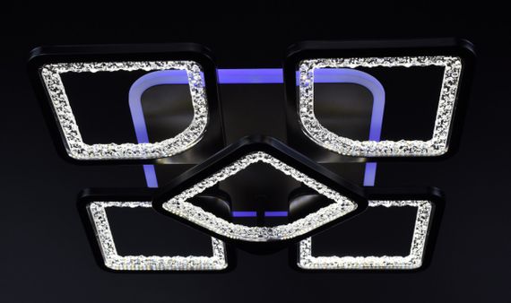 Люстра світлодіодна стельова LED світильник для квартири на стелю лед з пультом 25991 Чорний 11х40х40 см. | Зображення 8