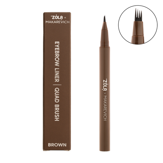 Лайнер для брів ZOLA x Makarevich Eyebrow liner Quad Brush - Brown