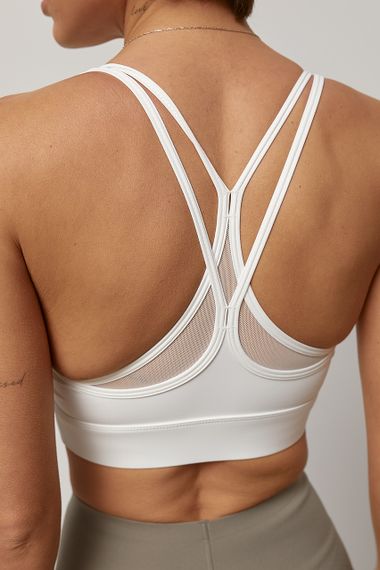 Спортивний топ з чашечками на бретелях - білий цвет, M (є розміри) | Зображення 1