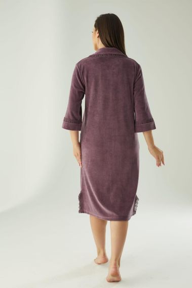 Женский халат Nusa 0321 велюровый на молнии,  Фиолетовый, M | Зображення 6