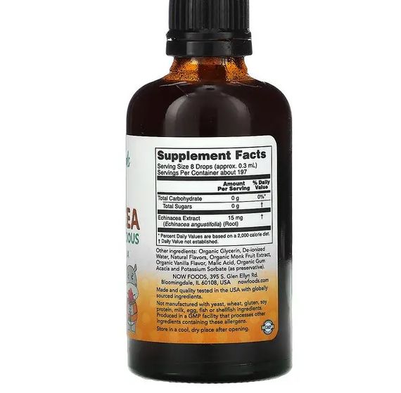 Эхинацея NOW Foods Echinacea Liquid Kids 59 ml /197 servings/ Orange | Зображення 1