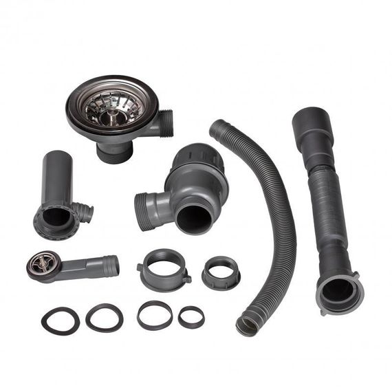 Сифон для кухонной мойки Lidz (GRA) 47 01 003 01 с круглым переливом (выход 50/40 мм) | Зображення 2