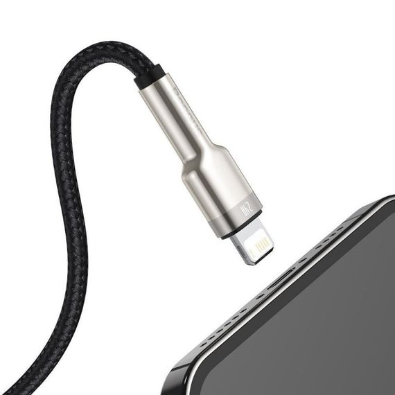 Дата кабель Baseus Cafule Metal USB to Lightning 2.4A (1m) (CALJK-A0) Black | Зображення 5