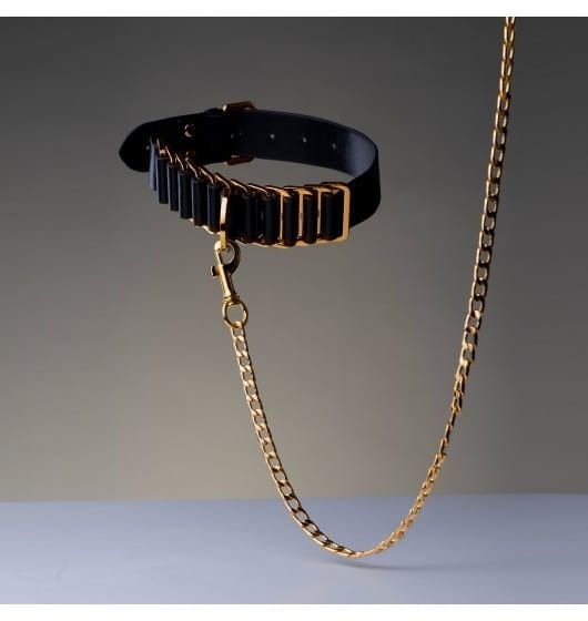 Чокер-нашийник UPKO Indulge In The Restraints із золотою фурнітурою, шкіра, чорний sexstyle | Зображення 4