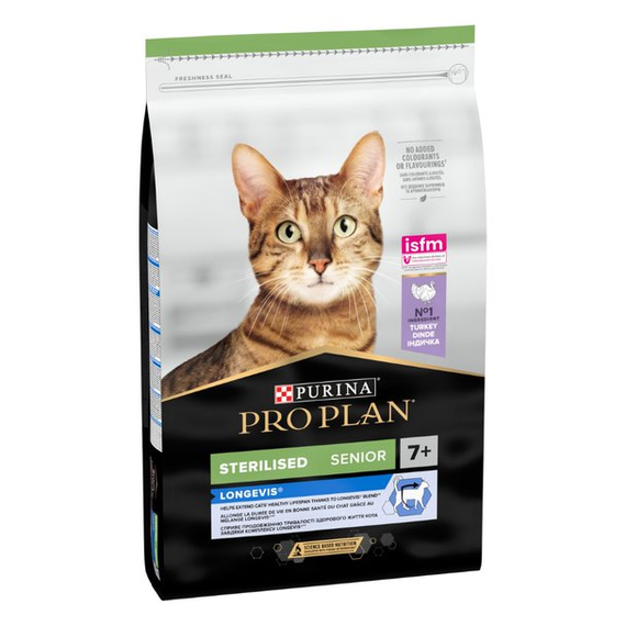 Сухий корм Purina Pro Plan Sterilised Senior 7+ для дорослих стерилізованих котів, з індичкою 10 кг | Зображення 2