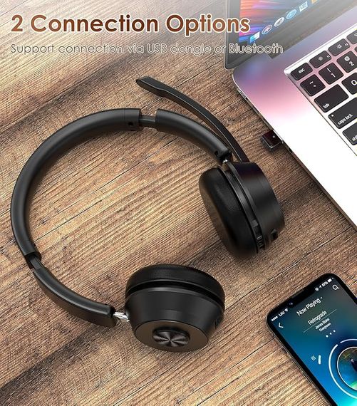 Беспроводные наушники Yukigefe KH53 Bluetooth гарнитура для колл-центра с микрофоном и шумоподавлением | Зображення 4