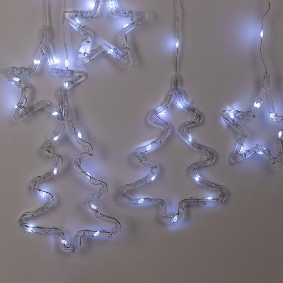Гирлянда штора светодиодная GarlandoPro звезда и елка 120LED 3х0,9 м 8 режимов Белый 1733071W | Зображення 6