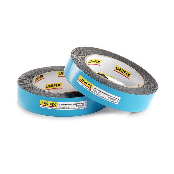 Лента клейкая двухсторонняя на вспененной основе 25мм*5м черная UNIFIX