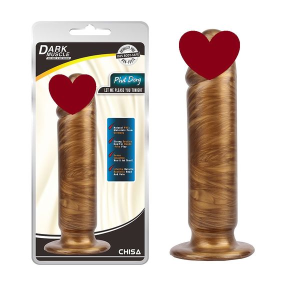 Фаллоимитатор реалистичный гигантский Chisa Dark Muscle на присоске, золотой Sex Aura