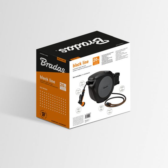 Автоматична котушка Bradas BLACK LINE зі шлангом 1/2" - 30м та аксесуари ECO-W1B30 | Зображення 1