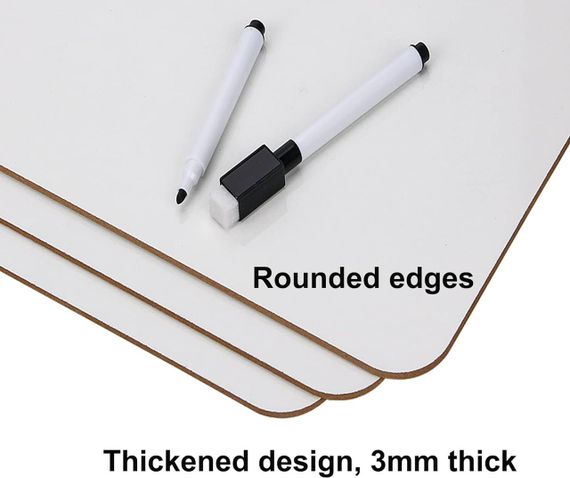 Дошка для малювання та письма двостороння міні-біла, Комплект 4 шт., з 4 ручками та 4 гумками | Зображення 2