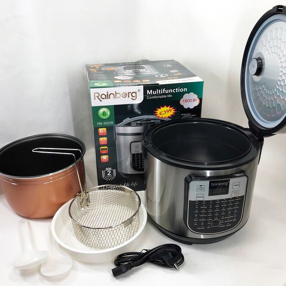 Мультиварка пароварка скороварка якісна Rainberg RB-6209 1000 W 6 л, Сенсорні мультиварки рисоварки SX-97 | Зображення 3