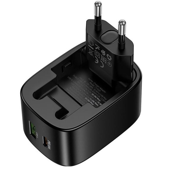 МЗП Hoco CS102A Folding PD30W+QC3.0 (1USB-A/1C) Black | Зображення 2