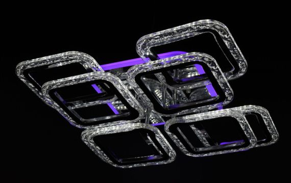 Люстра світлодіодна стельова LED світильник для квартири на стелю лед з пультом 26528 Хром 11х46х46 см. | Зображення 8