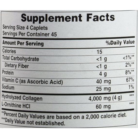 Комплекс для кожи, волос, ногтей Puritan's Pride Hydrolyzed Collagen 1000 mg 180 Caplets | Зображення 3