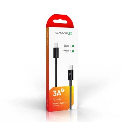 Дата кабель USB-C to USB-C 20W CC-03B Black Grand-X (CC-03B) | Зображення 2