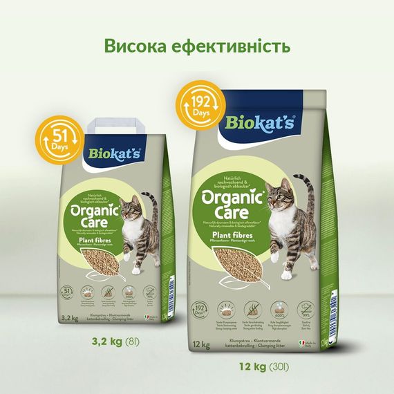Наповнювач рослинний Biokats для котячого туалету Organic Care 30л/12кг | Зображення 5