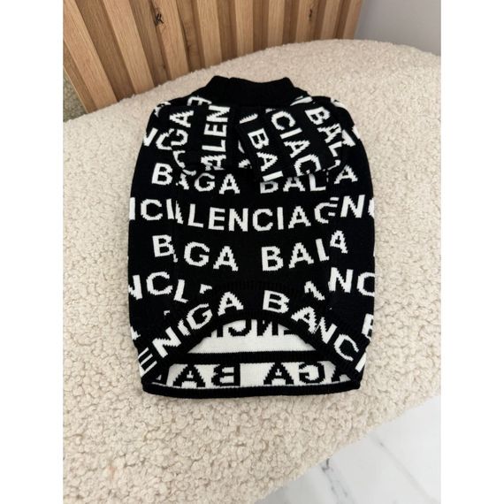Брендовый свитер для собак BALENCIAGA крупные печатные буквы, черный | Зображення 1