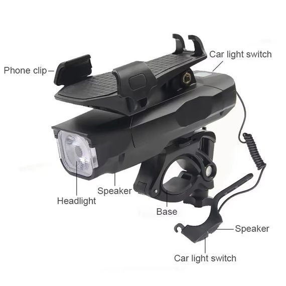 Велоліхтар із сигналом та утримувачем телефону BG-1951/HJ-068 | Зображення 2