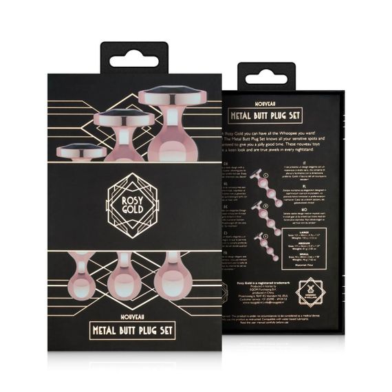 Набор анальных игрушек Rosy Gold - Metal Butt Plug Set 3 Pieces, Розовый | Зображення 8