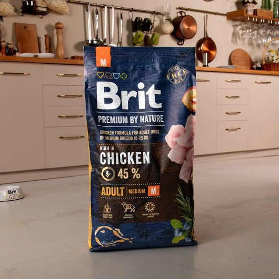Корм сухий Brit Premium Dog Adult M для дорослих собак середніх порід вагою 10-25 кг з куркою 8 кг | Зображення 5