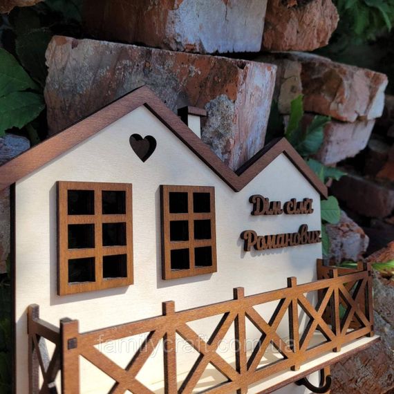 Настенная ключница из дерева Деревянный органайзер для ключей Держатель для хранения Персонализация | Зображення 3